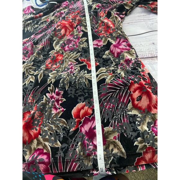 Susan Graver Tunic Women 2X Burnout Velvet Long Sleeve Boat Neck Floral Colorful - Picture 7 of 12
